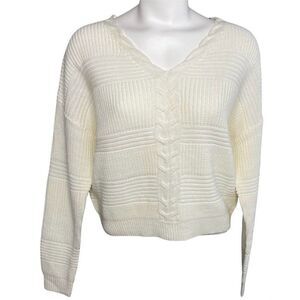 Numero Sweater Top Women's XL White‎ Lace-Back Cropped Long-Sleeve Soft NEW